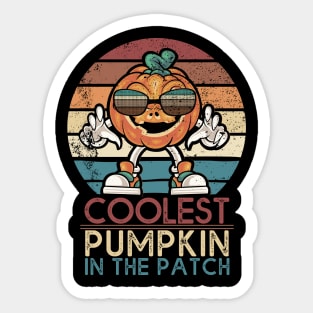 Retro Coolest Pumpkin In The Patch Halloween Boys Girls Men Sticker